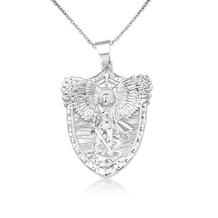 Silver Archangel Saint Michael Pendant Necklace