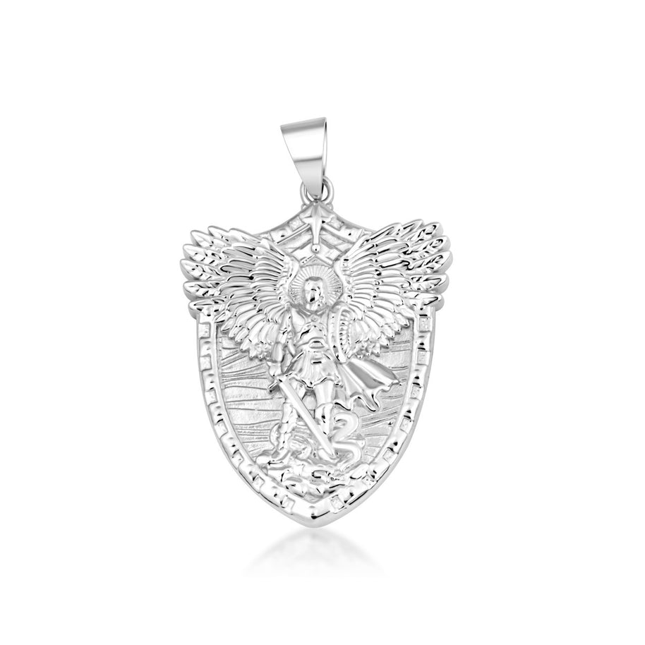 Silver Archangel Saint Michael Pendant Necklace