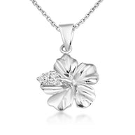 Gold Hibiscus Flower Necklace with Diamonds (Available in Yellow Gold, Rose Gold, White Gold)