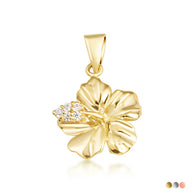 Gold Hibiscus Flower Necklace with Diamonds (Available in Yellow Gold, Rose Gold, White Gold)