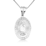 Gold Virgen Mary de Guadalupe Necklace with Diamonds (S/L) (Available in Yellow Gold, Rose Gold, White Gold)