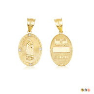 Gold Virgen Mary de Guadalupe Necklace with Diamonds (S/L) (Available in Yellow Gold, Rose Gold, White Gold)