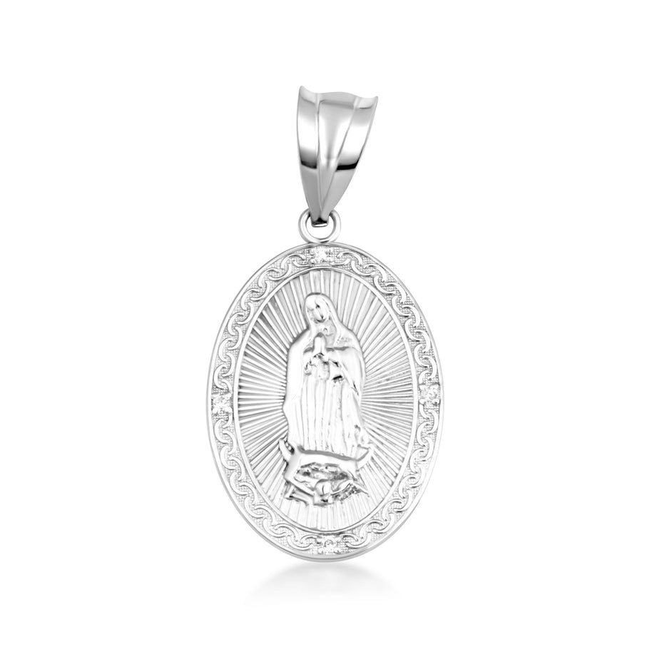 Gold Virgen Mary de Guadalupe Necklace with Diamonds (S/L) (Available in Yellow Gold, Rose Gold, White Gold)