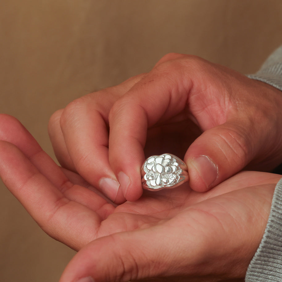 Sterling Silver Nugget Ring for Men