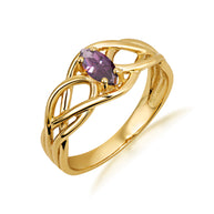 Gold Irish Celtic Knot Marquise Cut Custom Birthstone Ring (Available in Yellow/Rose/White Gold)