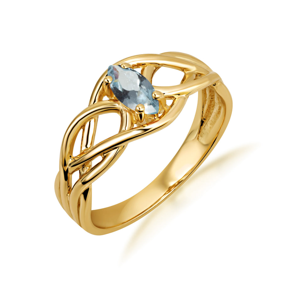Gold Irish Celtic Knot Marquise Cut Custom Birthstone Ring (Available in Yellow/Rose/White Gold)