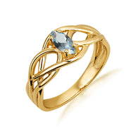 Gold Irish Celtic Knot Marquise Cut Custom Birthstone Ring (Available in Yellow/Rose/White Gold)