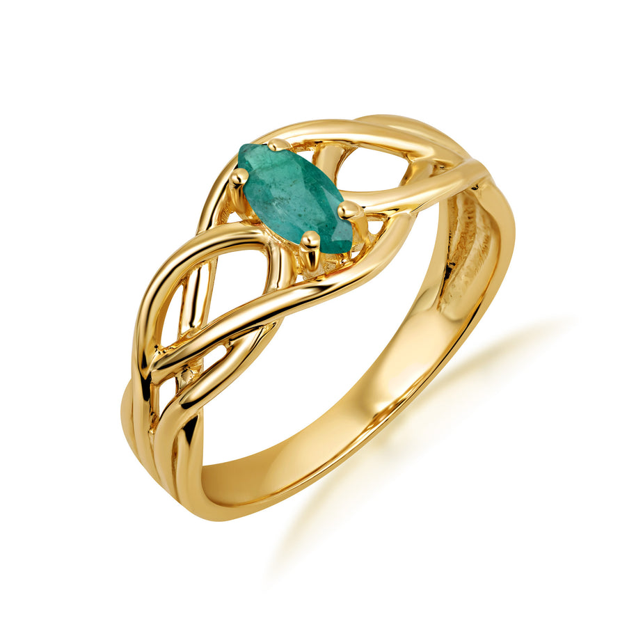 Gold Irish Celtic Knot Marquise Cut Custom Birthstone Ring (Available in Yellow/Rose/White Gold)