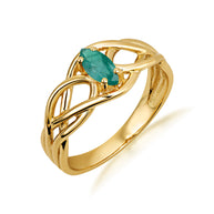 Gold Irish Celtic Knot Marquise Cut Custom Birthstone Ring (Available in Yellow/Rose/White Gold)
