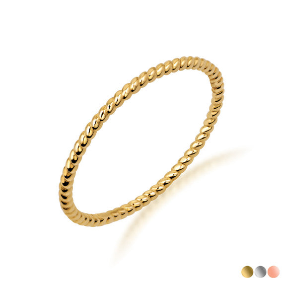10K/14K Gold Twisted Rope Stackable Ring (Available in Yellow Gold, Rose Gold, White Gold)