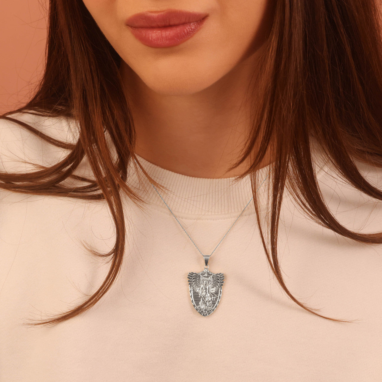Silver Archangel Saint Michael Pendant Necklace
