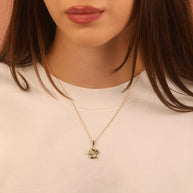 Gold Hibiscus Flower Necklace with Diamonds (Available in Yellow Gold, Rose Gold, White Gold)