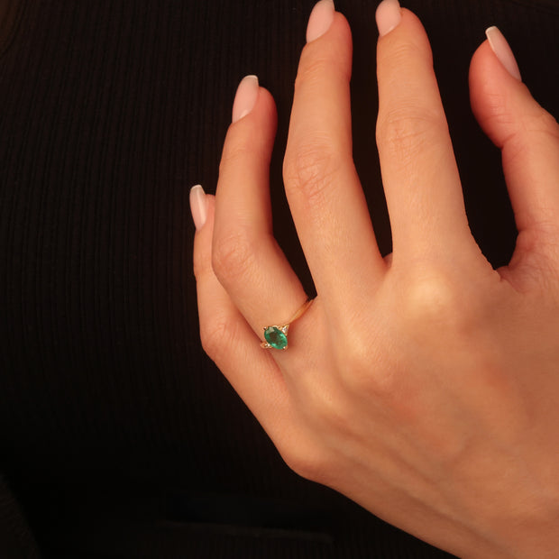 Gold Genuine Birthstone Engagement Ring with White Topaz