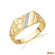 10K/14K Gold Nugget Ring with Diamonds (Available in Yellow Gold, Rose Gold, White Gold)