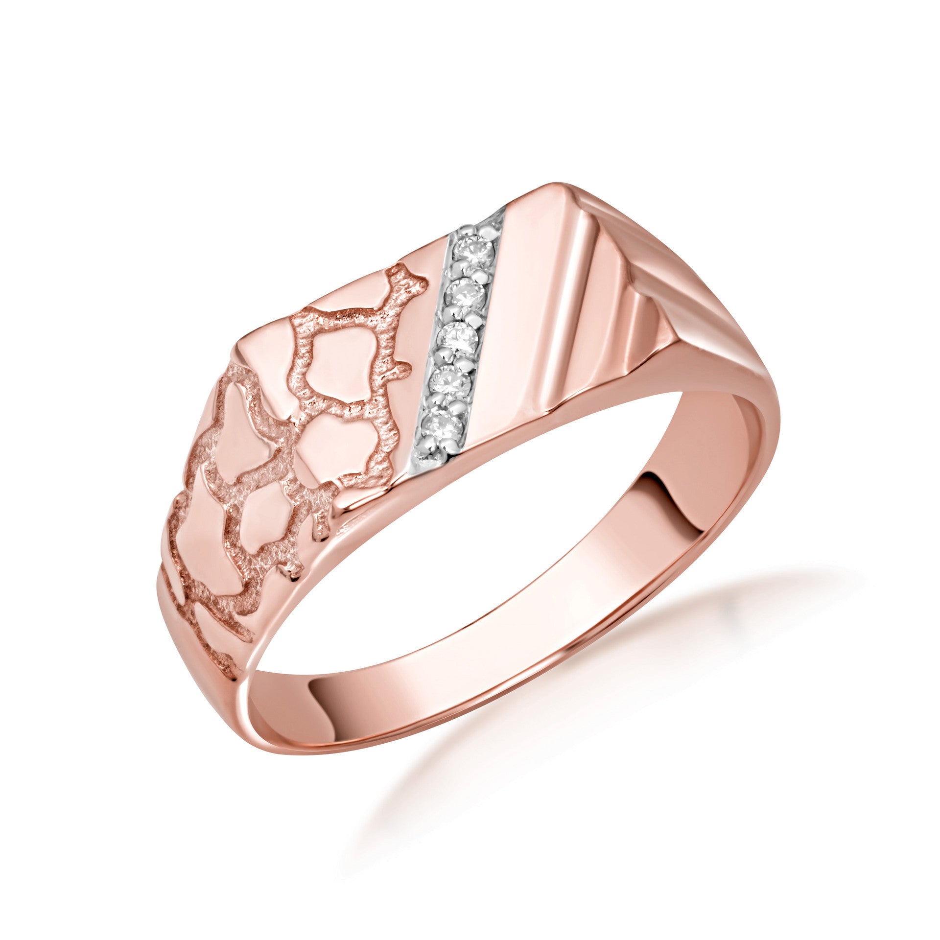 10K/14K Gold Nugget Ring with Diamonds (Available in Yellow Gold, Rose Gold, White Gold)