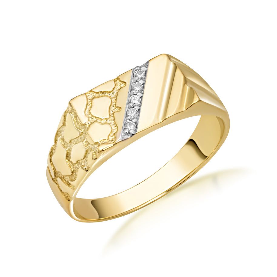 10K/14K Gold Nugget Ring with Diamonds (Available in Yellow Gold, Rose Gold, White Gold)