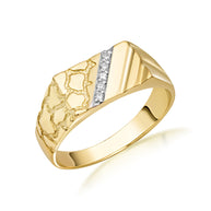 10K/14K Gold Nugget Ring with Diamonds (Available in Yellow Gold, Rose Gold, White Gold)