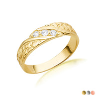 10K/14K Gold Nugget Ring with Cubic Zirconia (Available in Yellow Gold, Rose Gold, White Gold)