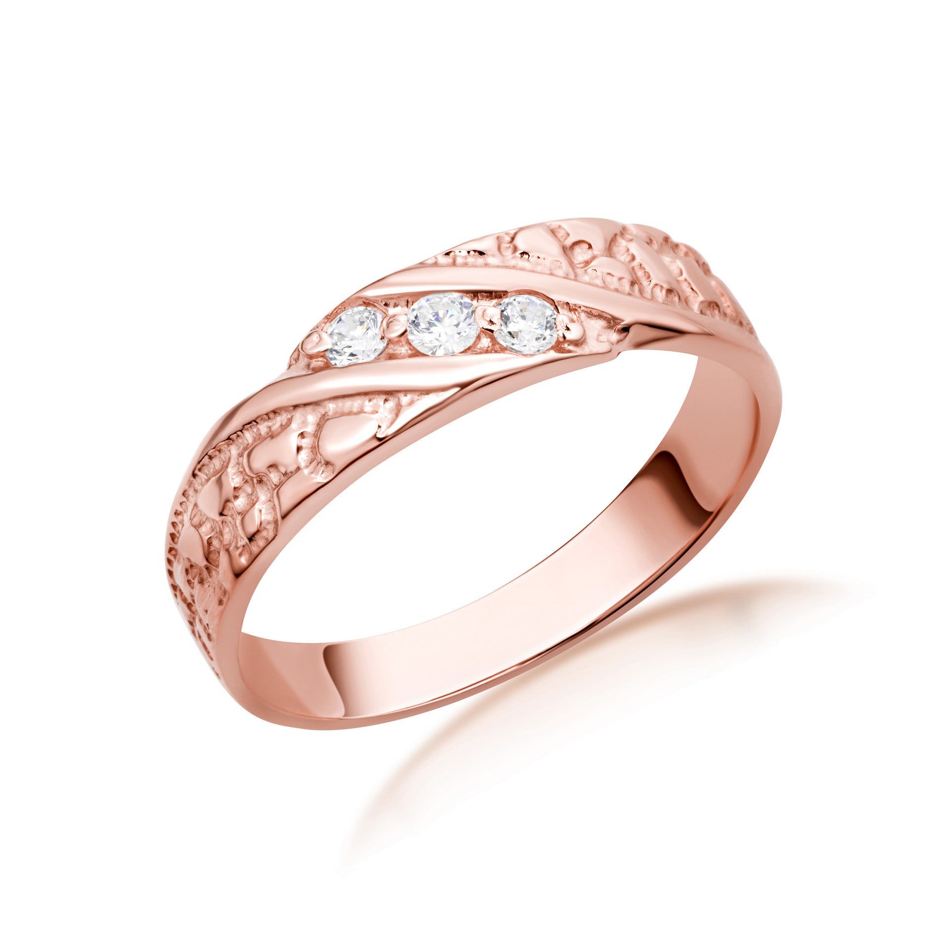 10K/14K Gold Nugget Ring with Cubic Zirconia (Available in Yellow Gold, Rose Gold, White Gold)