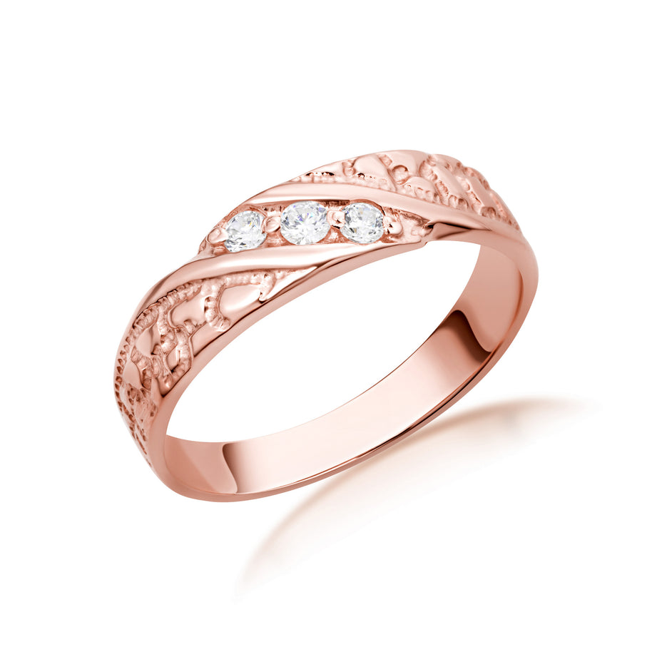 10K/14K Gold Nugget Ring with Cubic Zirconia (Available in Yellow Gold, Rose Gold, White Gold)