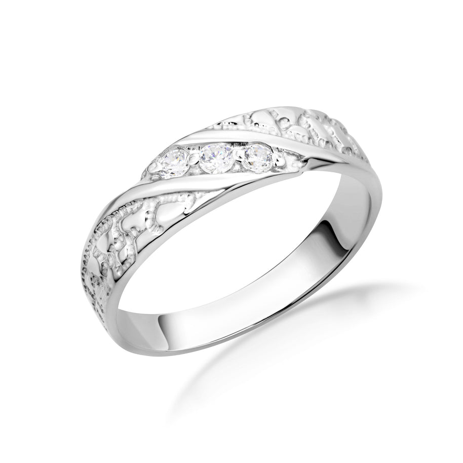 Silver Nugget Ring - Cubic Zirconia