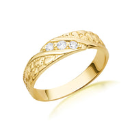 10K/14K Gold Nugget Ring with Cubic Zirconia (Available in Yellow Gold, Rose Gold, White Gold)