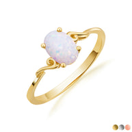 Oval Cut Birthstone Opal Engagement Ring in Gold (Available in Yellow Gold, Rose Gold, White Gold)