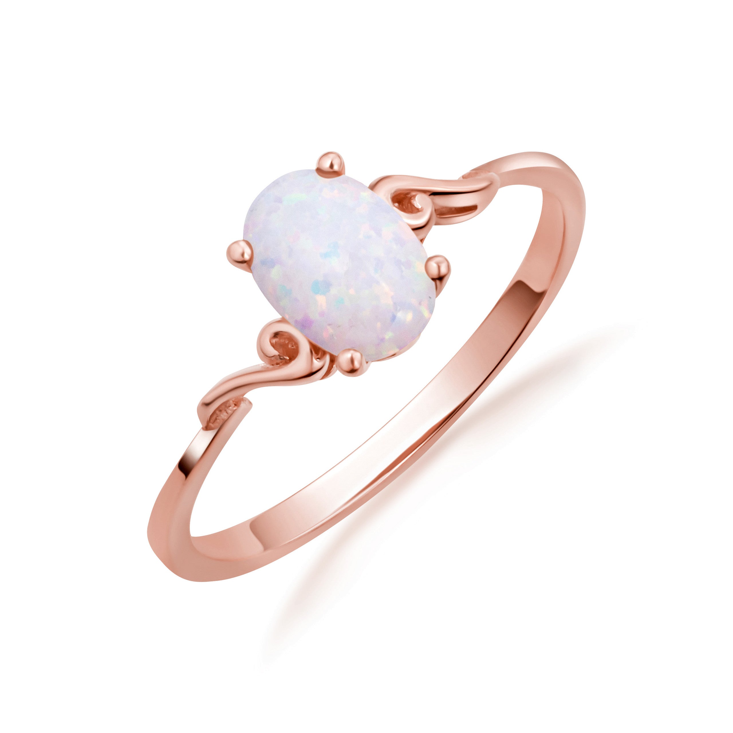 Oval Cut Birthstone Opal Engagement Ring in Gold (Available in Yellow Gold, Rose Gold, White Gold)