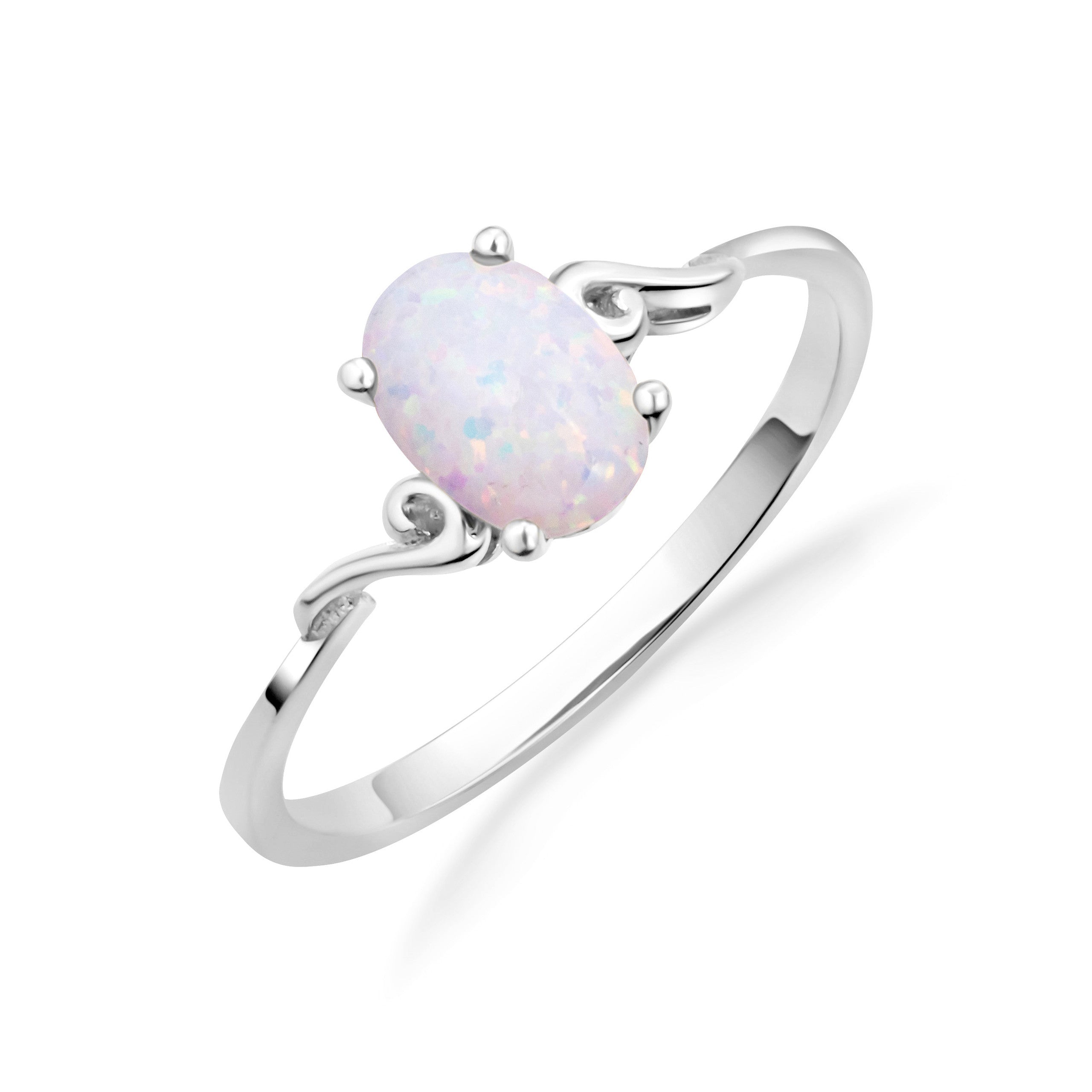 Oval Cut Birthstone Opal Engagement Ring in Gold (Available in Yellow Gold, Rose Gold, White Gold)