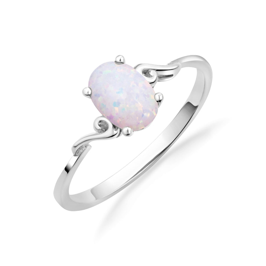 Oval Cut Birthstone Opal Engagement Ring in Gold (Available in Yellow Gold, Rose Gold, White Gold)