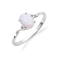 Oval Cut Birthstone Opal Engagement Ring in Gold (Available in Yellow Gold, Rose Gold, White Gold)