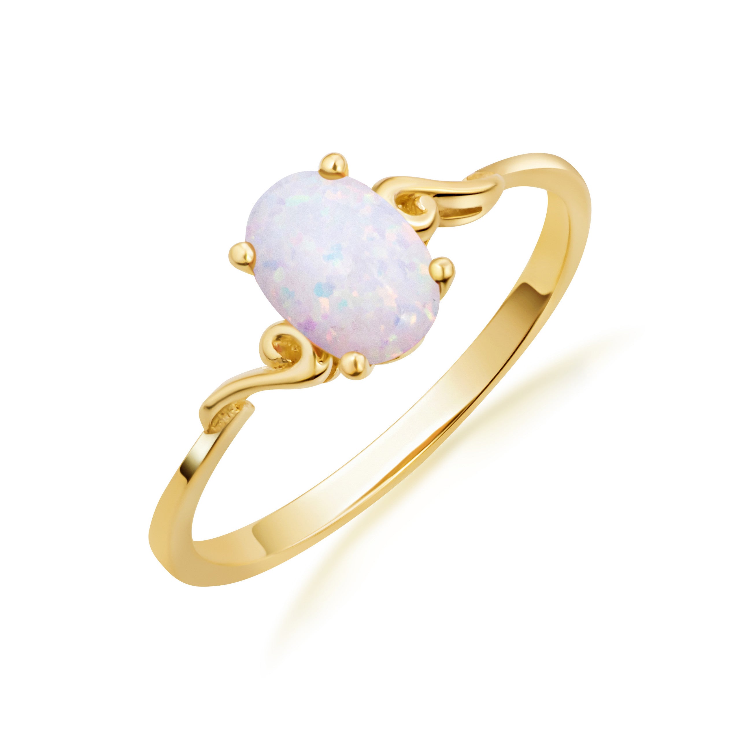 Oval Cut Birthstone Opal Engagement Ring in Gold (Available in Yellow Gold, Rose Gold, White Gold)
