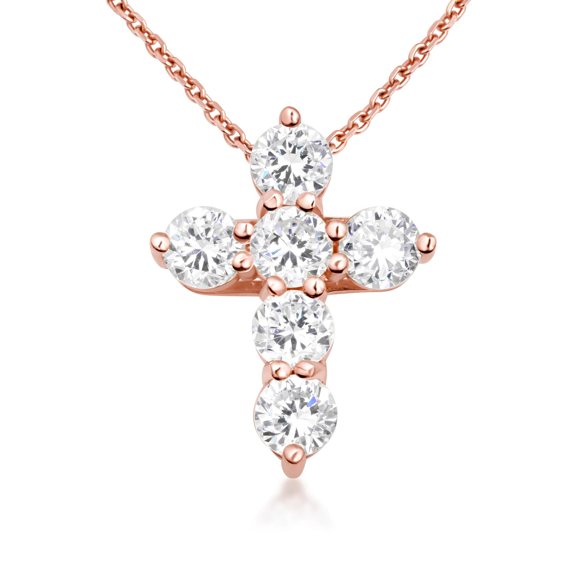 Gold Dainty Cross Necklace with Cubic Zirconia (Available in Size Mini-Small & Yellow Gold, Rose Gold, White Gold)
