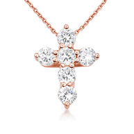 Gold Dainty Cross Necklace with Cubic Zirconia (Available in Size Mini-Small & Yellow Gold, Rose Gold, White Gold)
