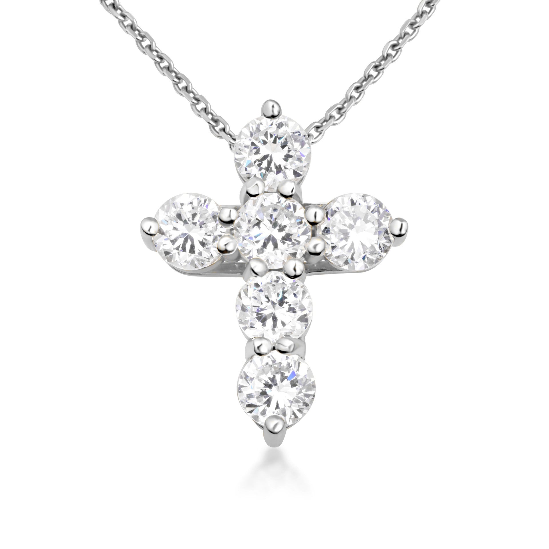 Gold Dainty Cross Necklace with Cubic Zirconia (Available in Size Mini-Small & Yellow Gold, Rose Gold, White Gold)
