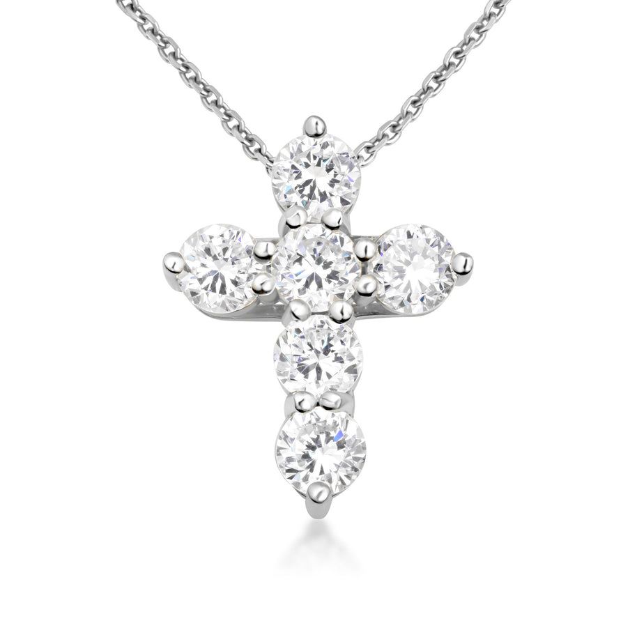 Gold Dainty Cross Necklace with Cubic Zirconia (Available in Size Mini-Small & Yellow Gold, Rose Gold, White Gold)