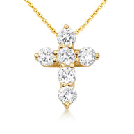 Gold Dainty Cross Necklace with Cubic Zirconia (Available in Size Mini-Small & Yellow Gold, Rose Gold, White Gold)