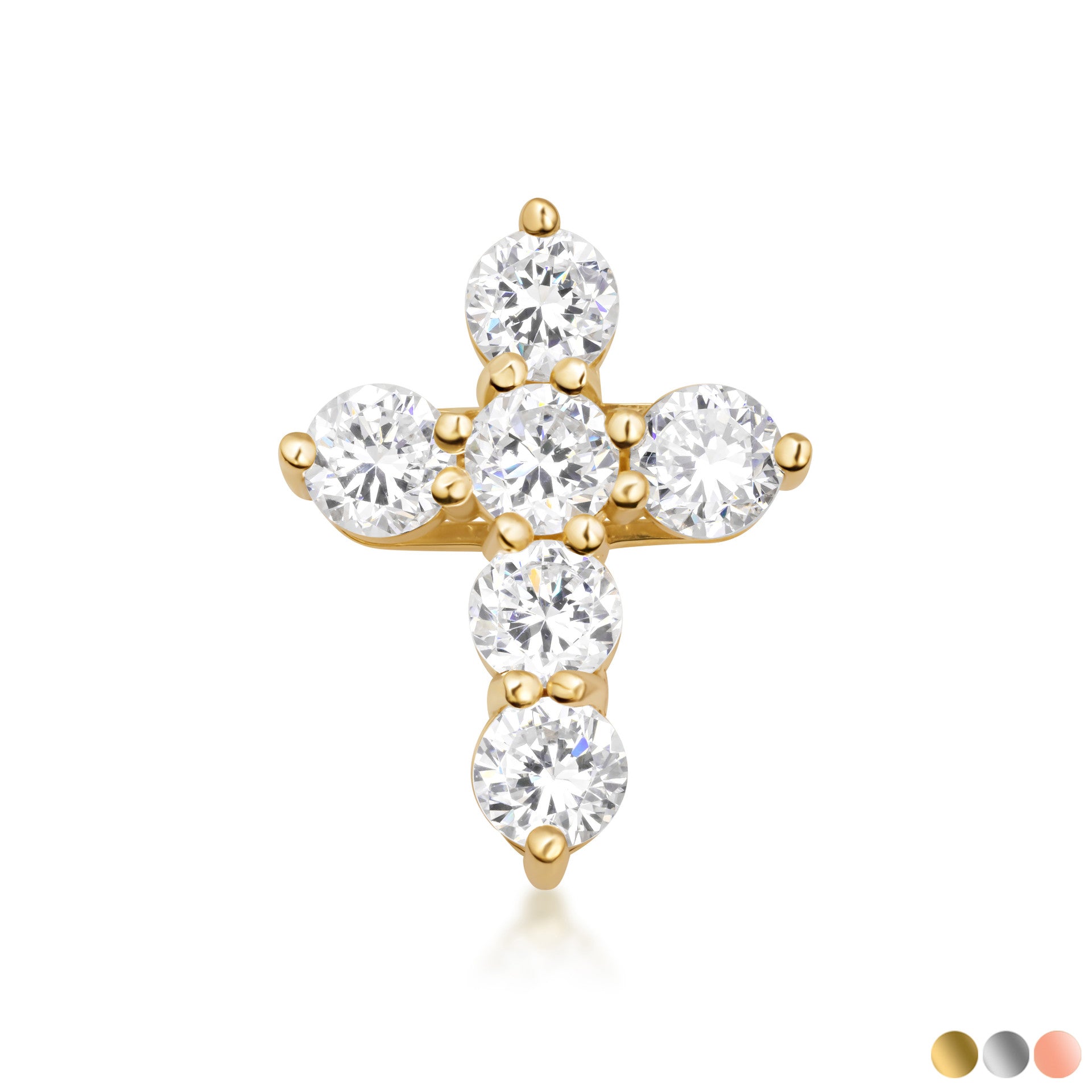 Gold Dainty Cross Necklace with Cubic Zirconia (Available in Size Mini-Small & Yellow Gold, Rose Gold, White Gold)