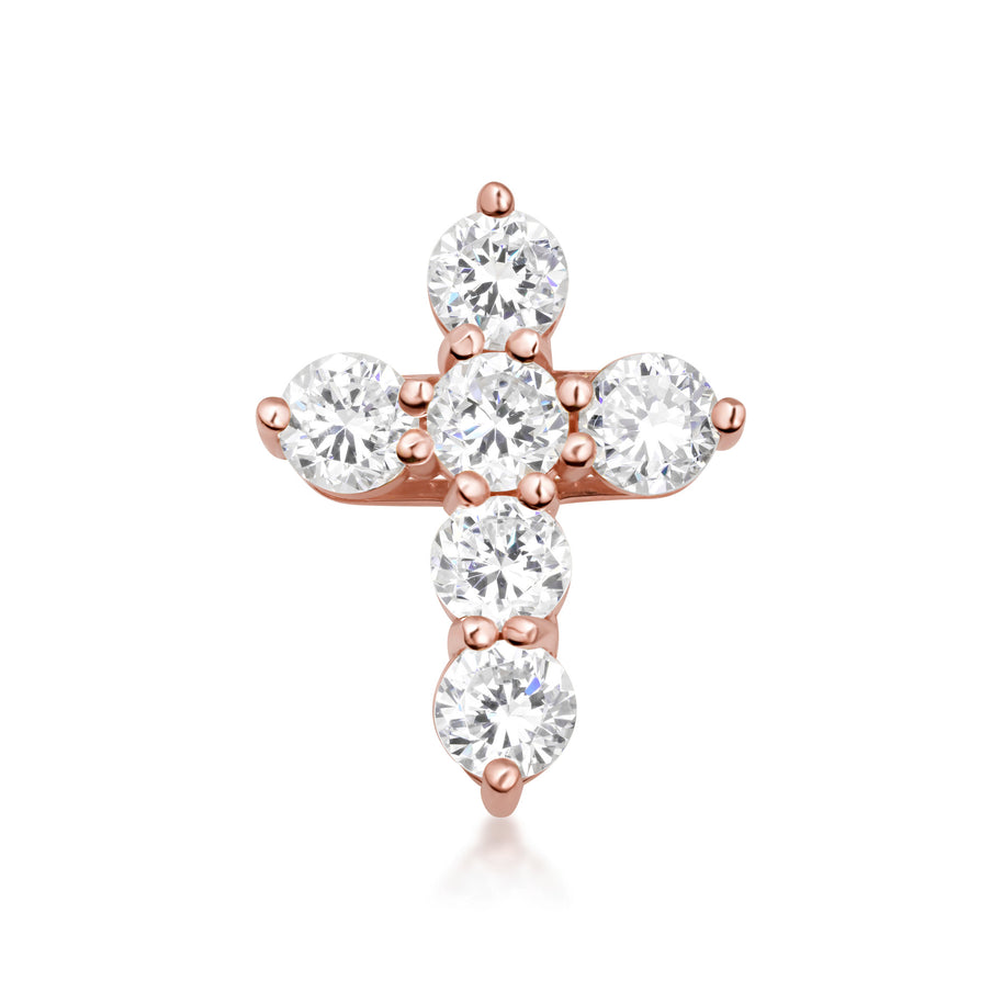 Gold Dainty Cross Necklace with Cubic Zirconia (Available in Size Mini-Small & Yellow Gold, Rose Gold, White Gold)