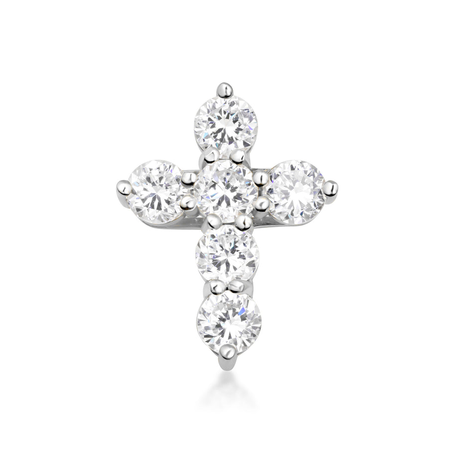 Gold Dainty Cross Necklace with Cubic Zirconia (Available in Size Mini-Small & Yellow Gold, Rose Gold, White Gold)