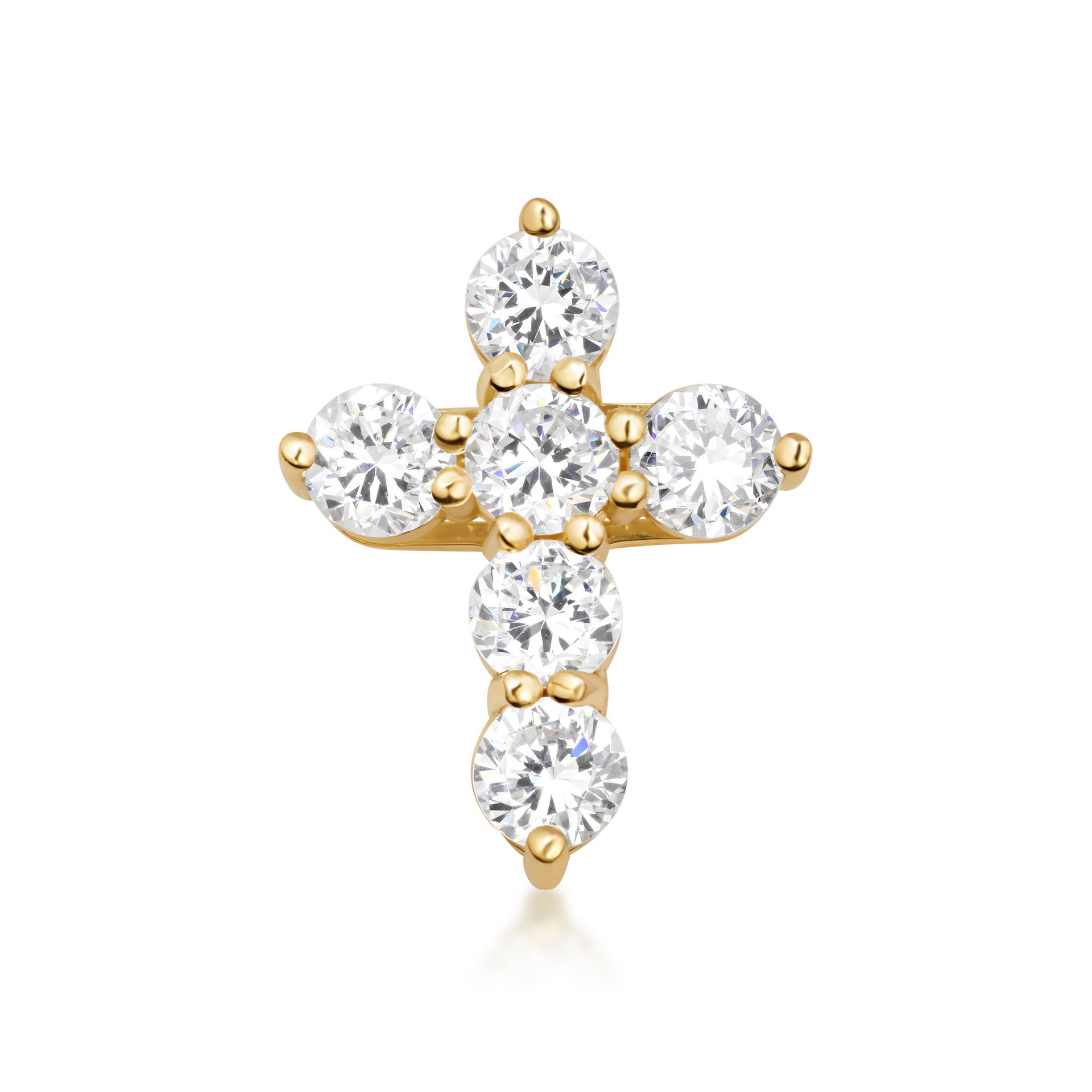 Gold Dainty Cross Necklace with Cubic Zirconia (Available in Size Mini-Small & Yellow Gold, Rose Gold, White Gold)