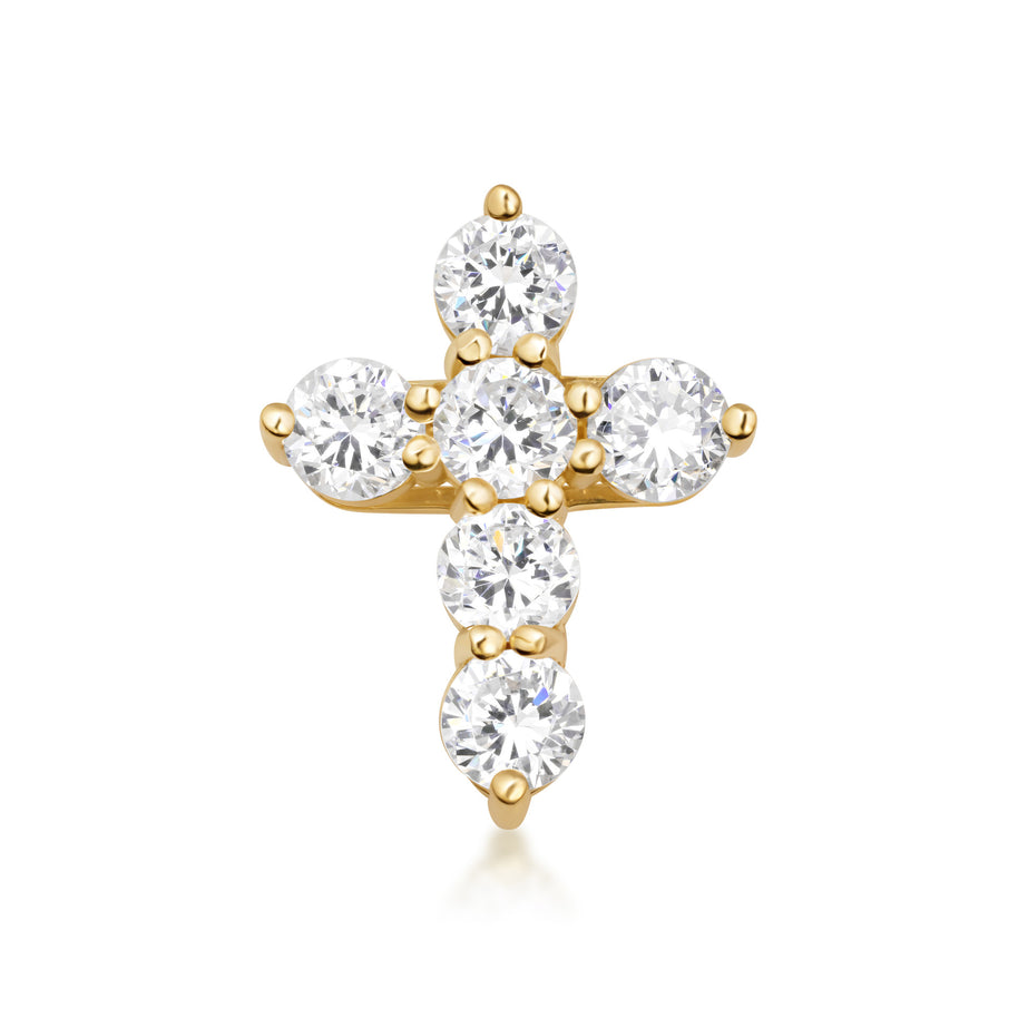 Gold Dainty Cross Necklace with Cubic Zirconia (Available in Size Mini-Small & Yellow Gold, Rose Gold, White Gold)