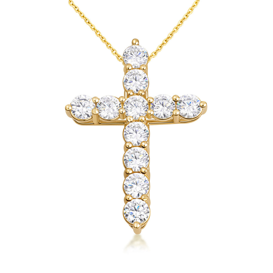 Gold Cross Necklace with Cubic Zirconia (Available in Size XL-XS & Yellow Gold, Rose Gold, White Gold)