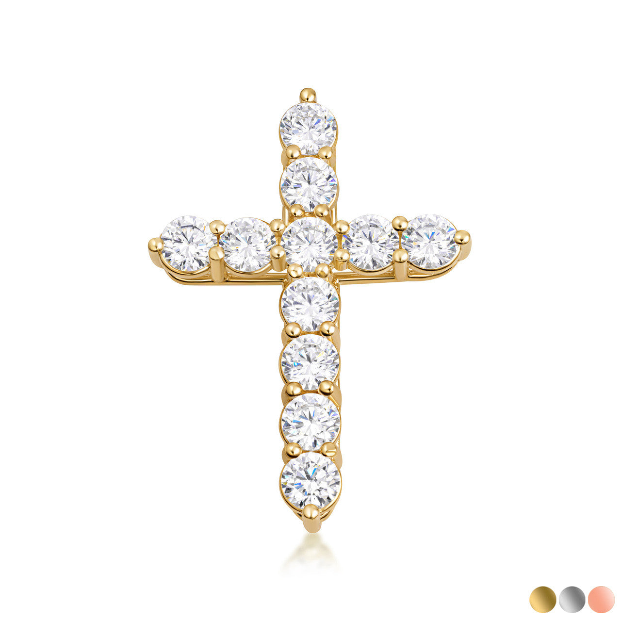Gold Cross Necklace with Cubic Zirconia (Available in Size XL-XS & Yellow Gold, Rose Gold, White Gold)