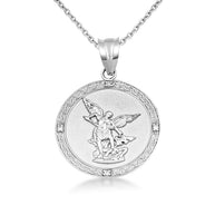 Silver Saint Michael Pendant Necklace
