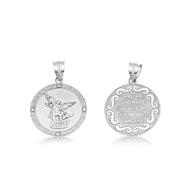 Silver Saint Michael Pendant Necklace with Cubic Zirconia