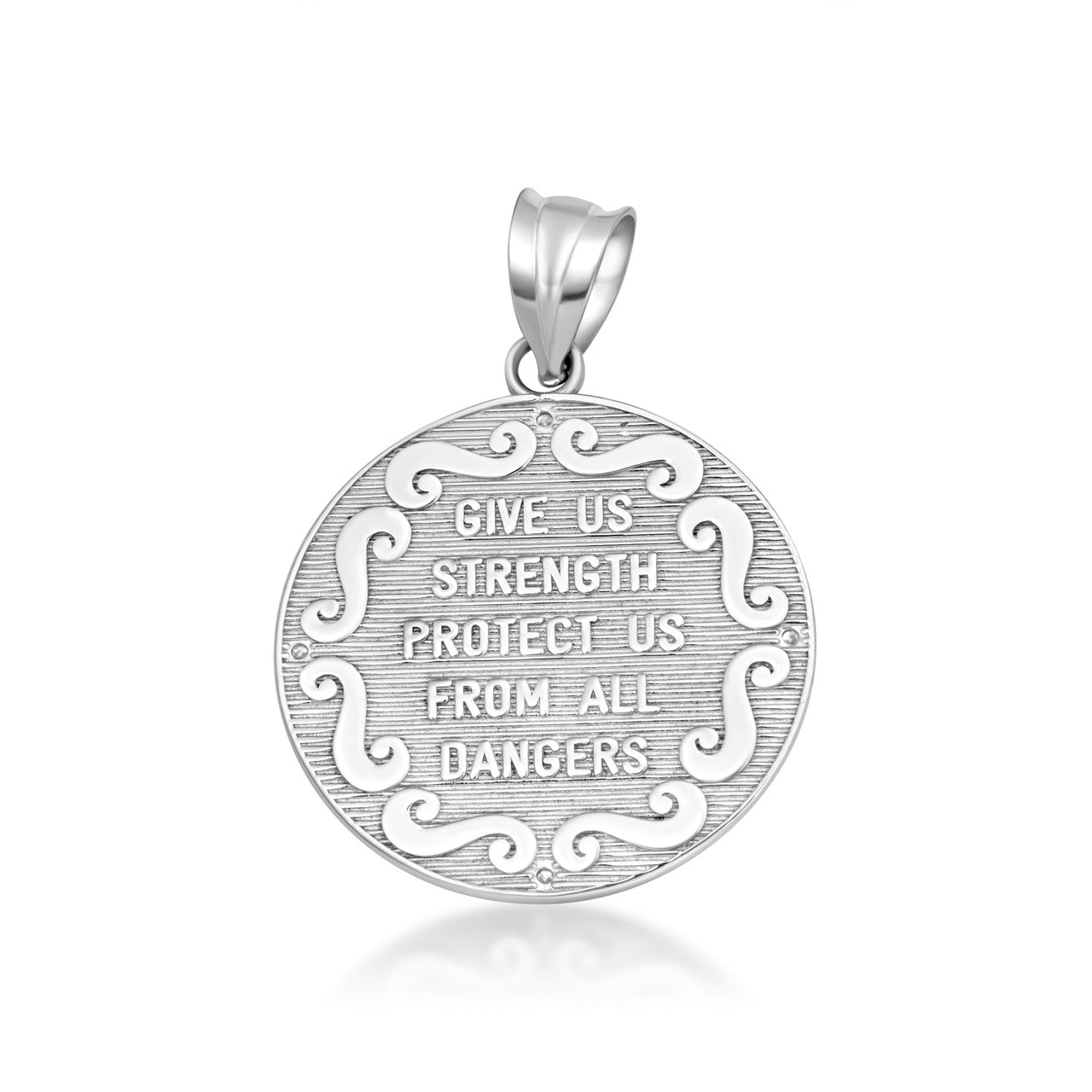 Silver Saint Michael Pendant Necklace with Cubic Zirconia