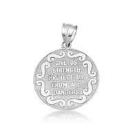 Silver Saint Michael Pendant Necklace with Cubic Zirconia