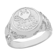 .925 Sterling Silver Custom Zodiac Sign Nugget Signet Ring