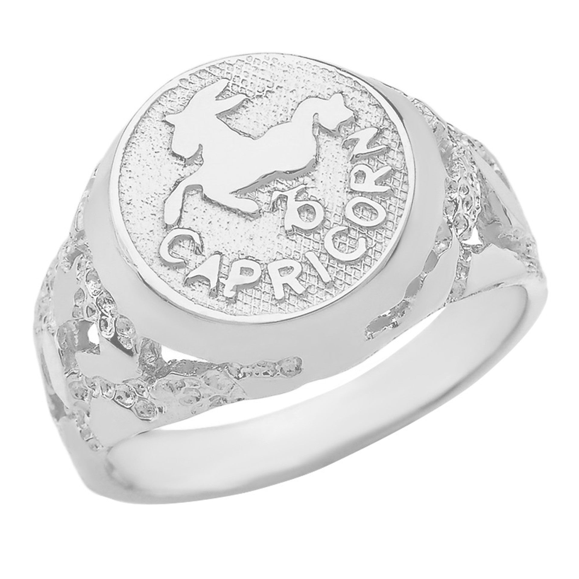 .925 Sterling Silver Custom Zodiac Sign Nugget Signet Ring